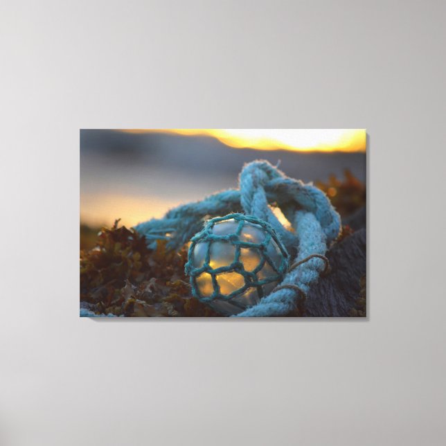 Glass fishing float, Sunset, Alaska Canvas Print (Front)