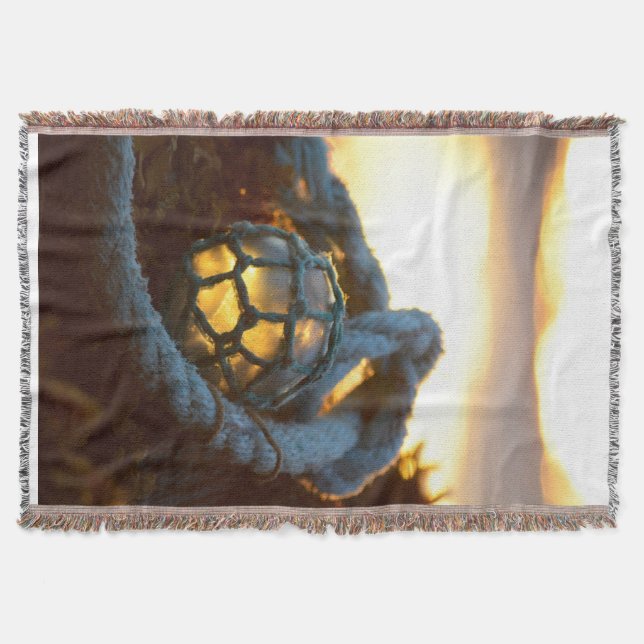 Glass float glows at sunset, Alaska Throw Blanket (Front)