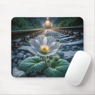 Glass Flower In Railroad Tracks Mouse Pad