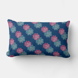 Glass Flowers (pink/teal/navy) Lumbar Pillow