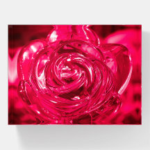 Glass Garden Rose In Red