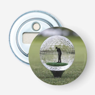 Glass Golf Ball With Golf Player Inside, Bottle Opener