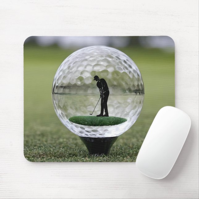 Glass Golf Ball With Golf Player Inside, Mouse Pad (With Mouse)