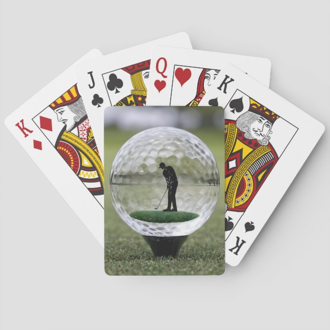 Glass Golf Ball With Golf Player Inside, Playing Cards (Back)