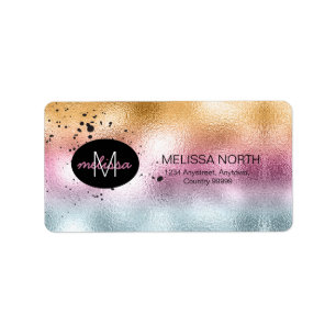 Glass Gradient and Splatter Monogram Pink ID444 Label