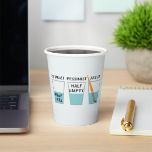 Glass Half Full Funny Meme Paper Cups