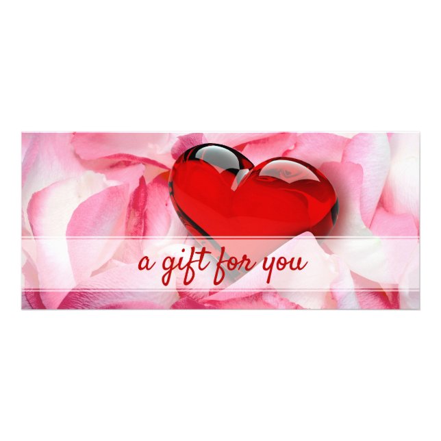 Glass Heart Valentine's Day Rose Petals Gift Card (Front)