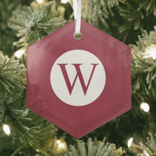 Glass Hexagon Ornament with Personalized Monogram