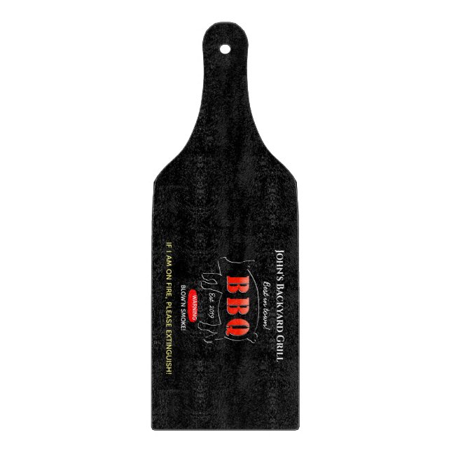 Glass Home Grilling Cooking Men Kitchen Paddle Cutting Board (Front)