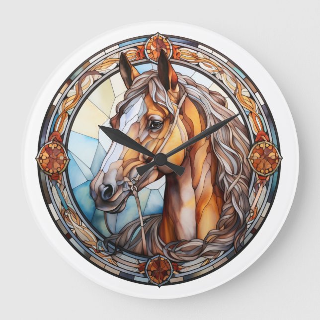 glass horse large clock (Front)