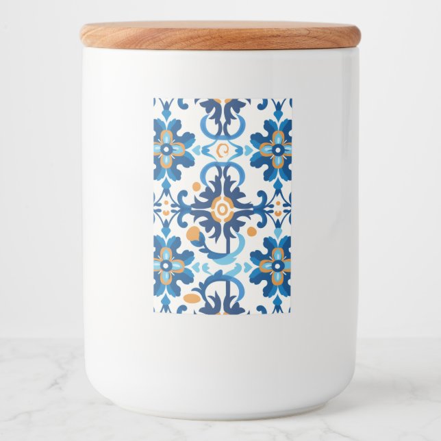 Glass Jar with Blue and Brown Lid Food Label (Front)