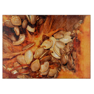 Glass Kitchen Cutting Board - Pumpkin Guts