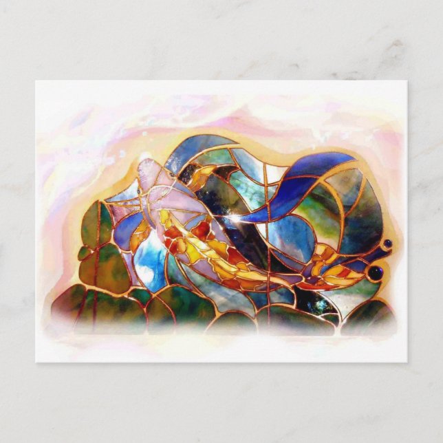 Glass Koi Fish Art japonais Design Carte postale (Devant)
