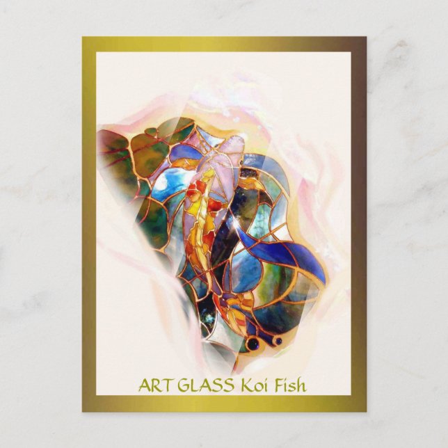 Glass Koi Fish Modern Fine Art Postcard (Front)