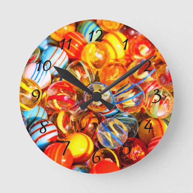 Glass marble round clock (Front)