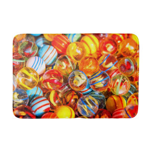 Glass marbles colourful red yellow old school bath mat