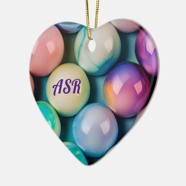 Glass Marbles in Pretty Pastel Colours, your text Ceramic Ornament (Left)