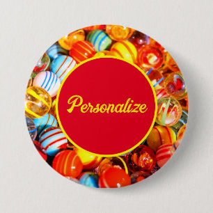 Glass marbles vintage old school colorful  3 inch round button