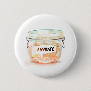 Glass Money Travel Jar 2 Inch Round Button