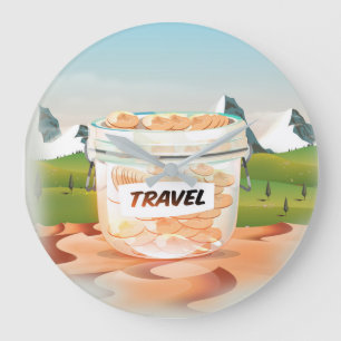 Glass Money Travel Jar Large Clock
