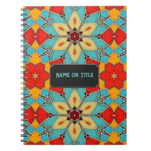 Glass Mosaic - Cheerful Folk Art Look - your title Notebook
