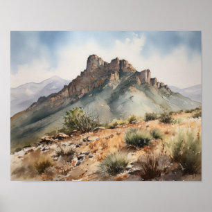 Glass Mountains Watercolor Art Print Poster