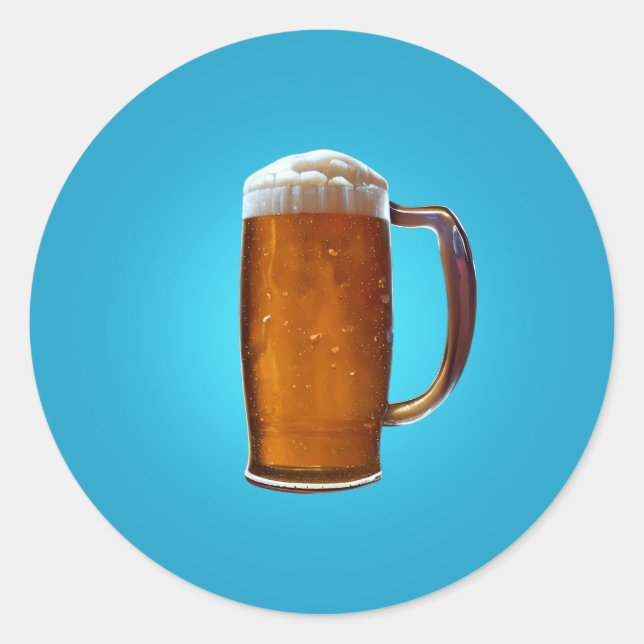 Glass of Beer Classic Round Sticker (Front)