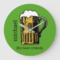Glass of Beer custom name & colour wall clock