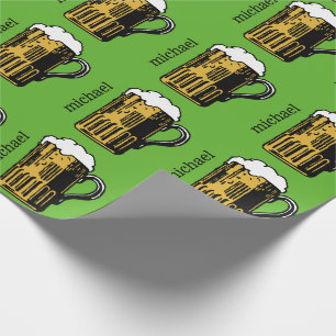 Glass of Beer custom name & colour wrapping paper