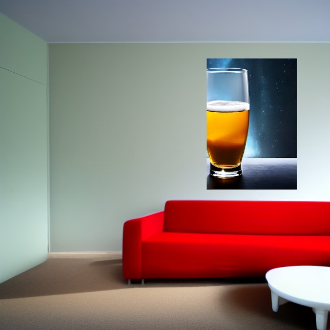 Glass of beer on a table in space | AI Art  Poster (Creator Uploaded)