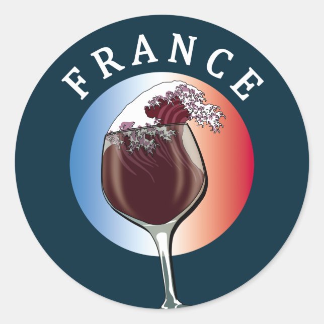 Glass of French Wine - France Classic Round Sticker (Front)