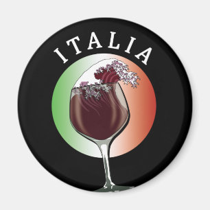 Glass of Italian Wine - Italia, Italy Magnet