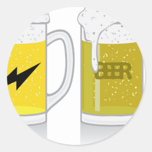 Glass of light beer classic round sticker