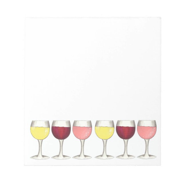 Glass of Red White Rosé Glasses Winery Wine Lover Notepad (Front)
