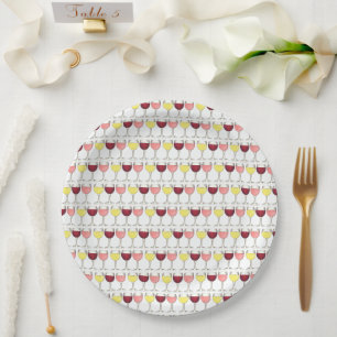 Glass of Red White Rosé Glasses Winery Wine Lover Paper Plate