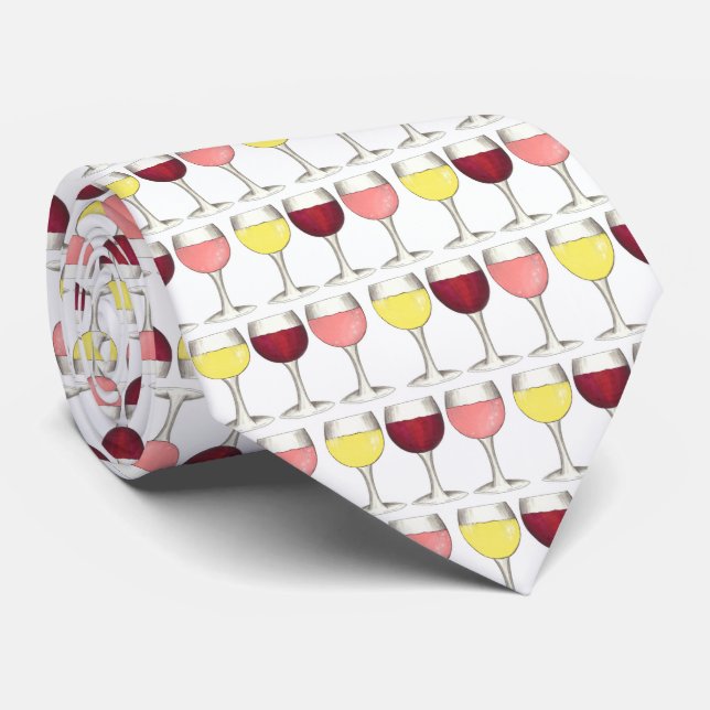 Glass of Red White Rosé Glasses Winery Wine Lover Tie (Rolled)