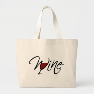 GLASS OF RED WINE LARGE TOTE BAG