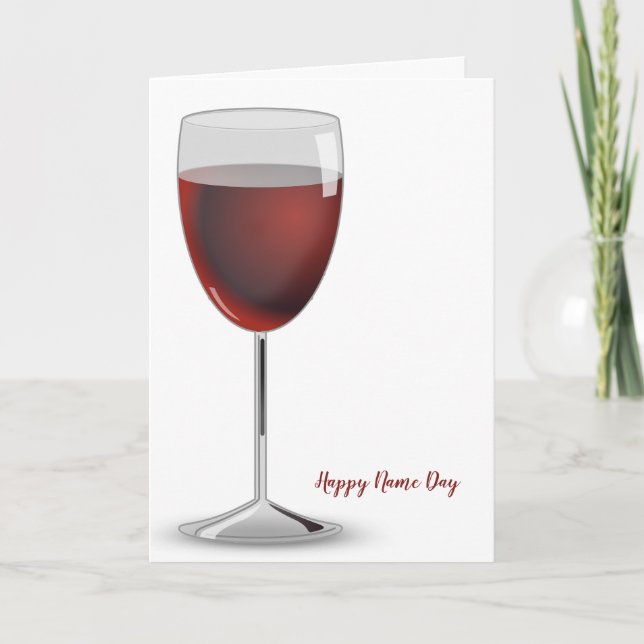 Glass of Red Wine Name Day Card (Front)