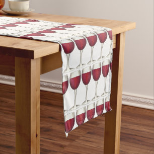 Glass of Red Winery Wine Lover Winetasting Short Table Runner