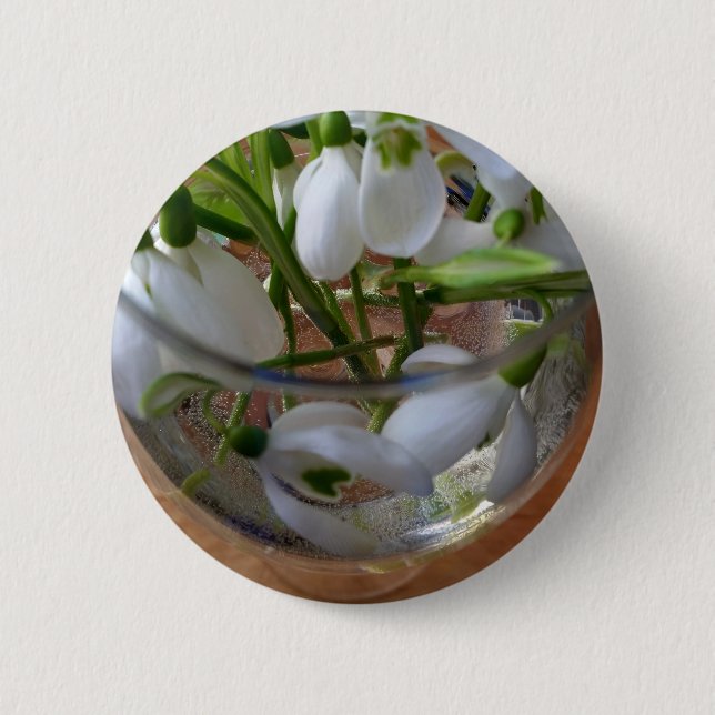 glass of snowdrops 2 inch round button (Front)