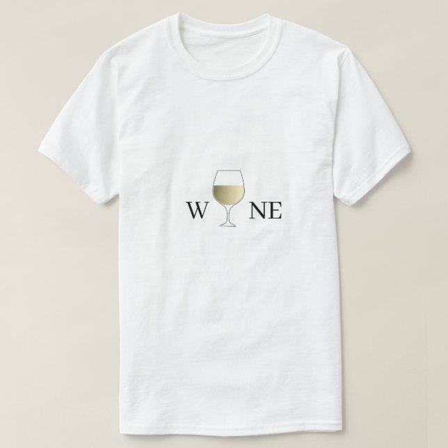 Glass Of White Wine Minimalist White T-Shirt (Design Front)