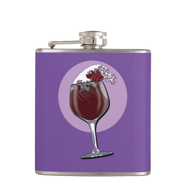 Glass Of Wine Hip Flask (Front)