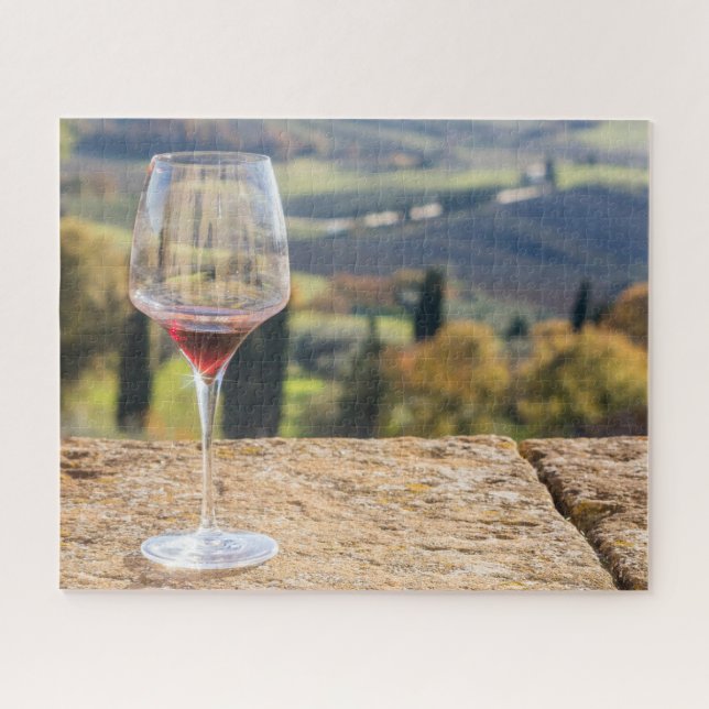 Glass of Wine in Tuscany Jigsaw Puzzle (Horizontal)
