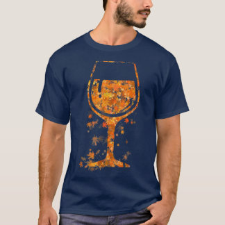 Glass Of Wine Maple Leaf Autumn Fall Wine Lover Fu T-Shirt