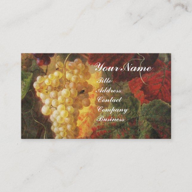 GLASS OF WINE, OLD GRAPE VINEYARD ,RED WAX SEAL BUSINESS CARD (Front)