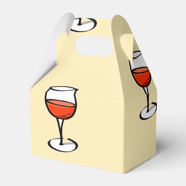 Glass of wine on orange favor box (Front Side)