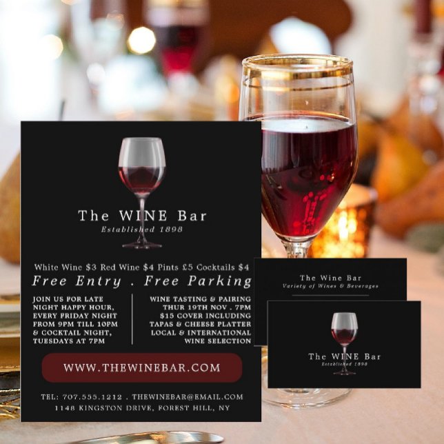 Glass of Wine, Wine Bar/Winery Advertising Flyer (Creator Uploaded)
