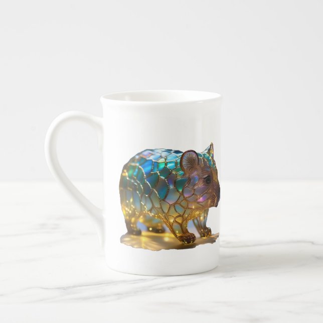 Glass Opalized Australian Wombat, Bone China Mug (Left)