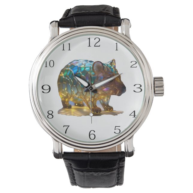 Glass Opalized Australian Wombat, Watch (Front)
