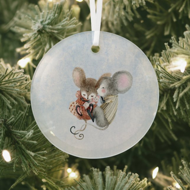 Glass Ornament - Christmas Mice (Insitu)
